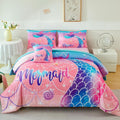 Mermaid Kids Comforter Set Full Size Pink Blue Gradient - Soft Mermaid