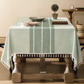 Contrast Linen Rectangle Tablecloth 60x104 in Sage Green - Farmhouse