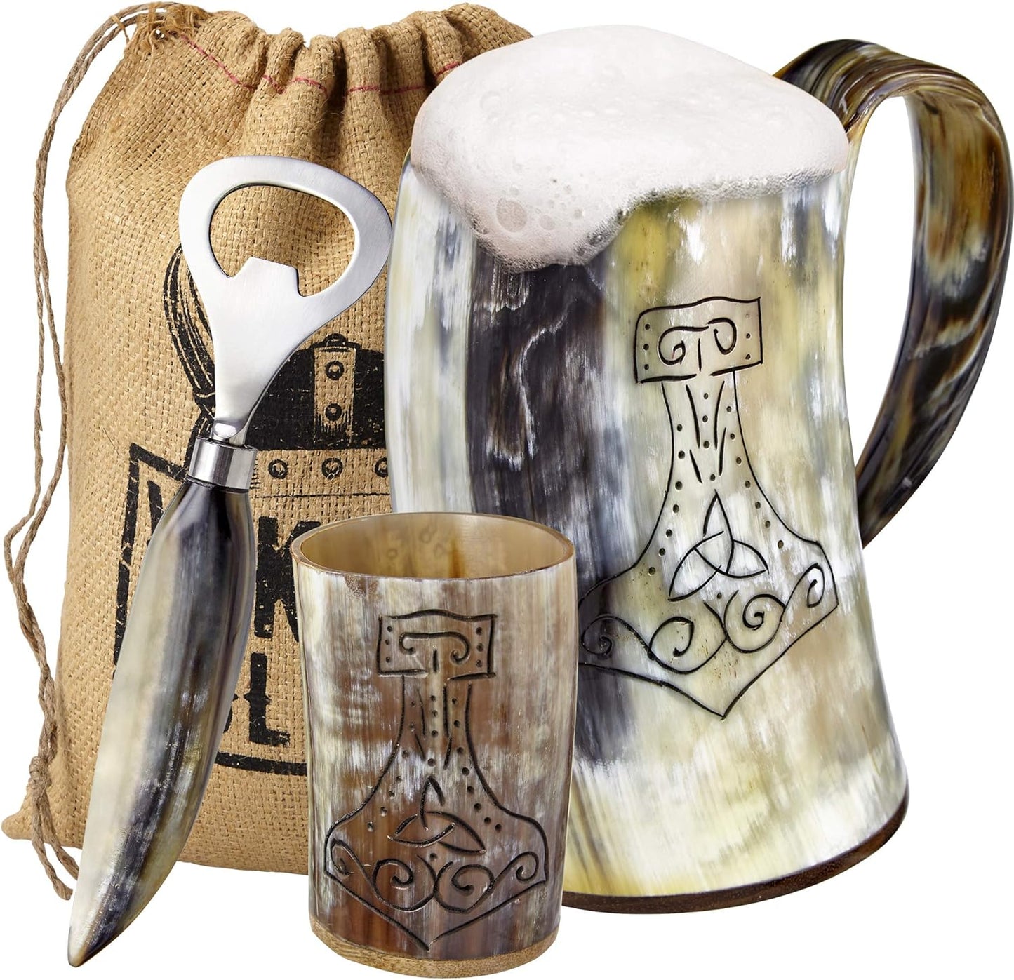 Authentic Ox Horn Mug Set for Ale, Mead, and Beer Lovers