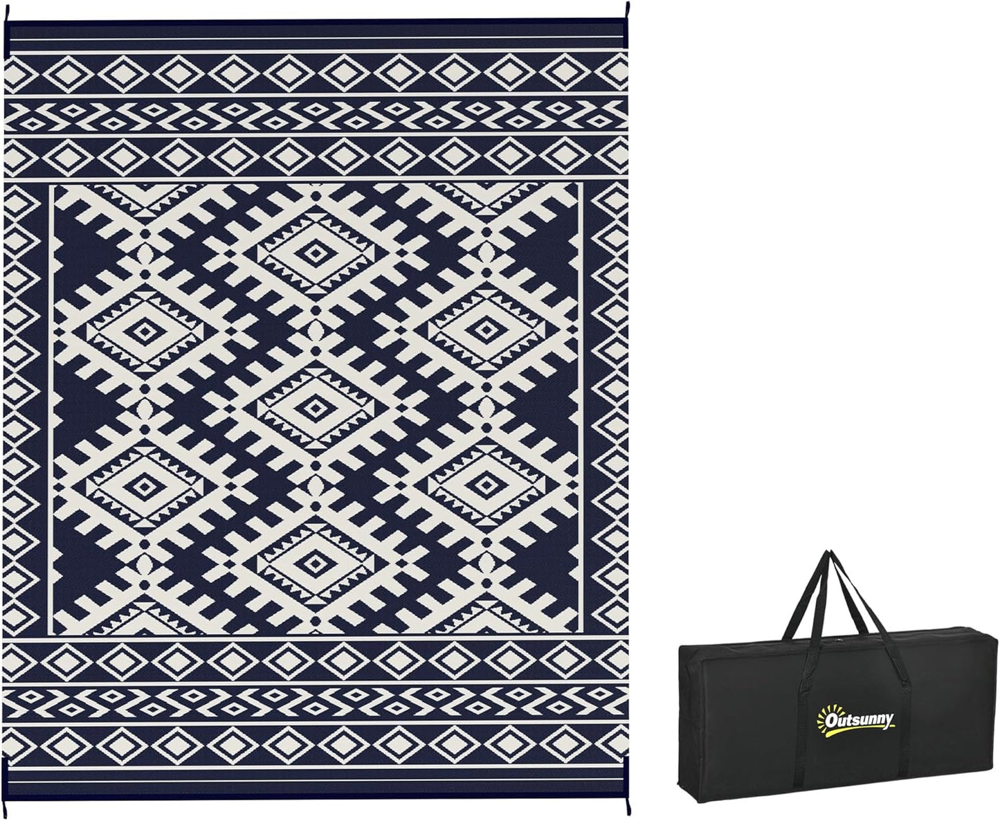Outsunny Reversible Outdoor Rug - Waterproof Plastic Straw Mat