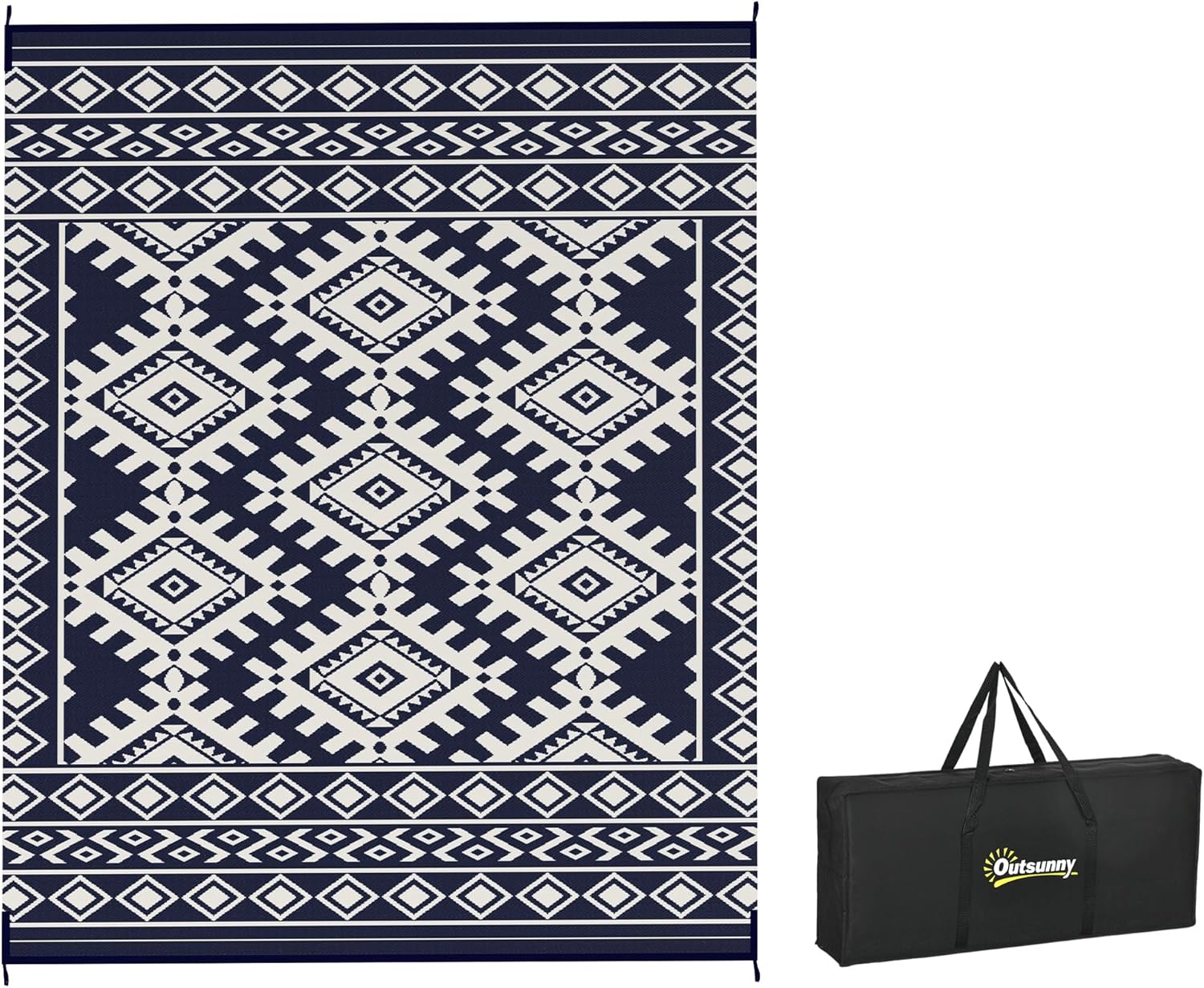 Outsunny Reversible Outdoor Rug - Waterproof Plastic Straw Mat