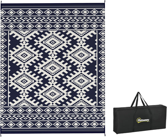 Outsunny Reversible Outdoor Rug - Waterproof Plastic Straw Mat