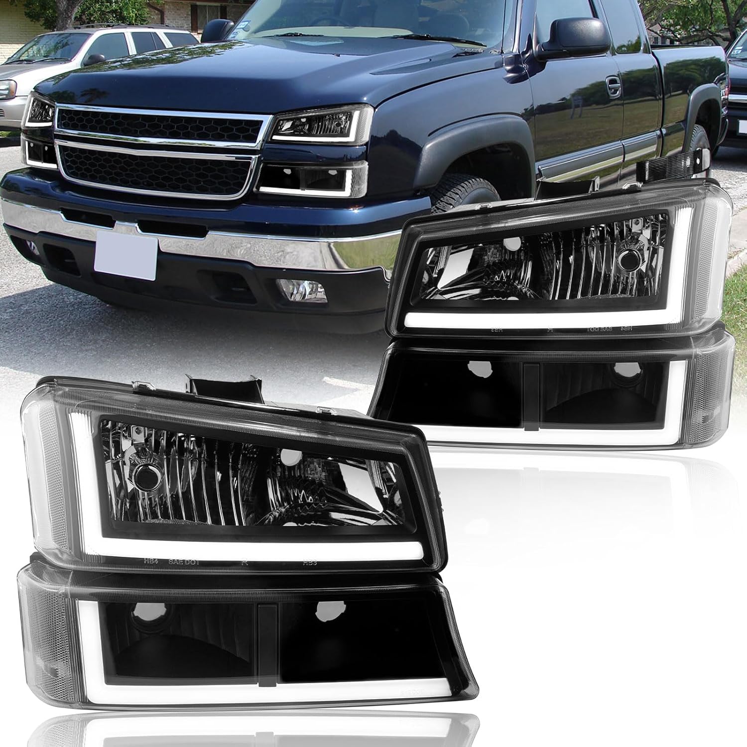LED DRL Headlight Assembly for 2003-2006 Chevy Silverado Models