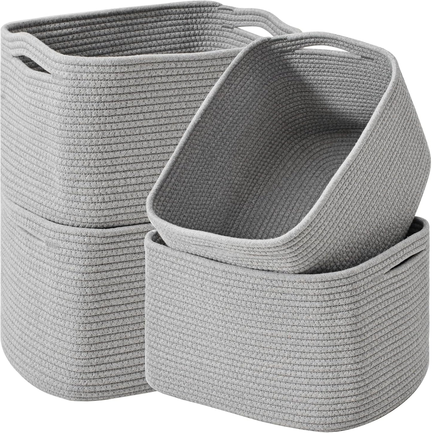 Storage Baskets for Organizing & Shelves - Woven Cotton Bins