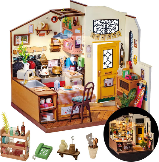 Rolife DIY Miniature Cozy Kitchen House Kit for Creative Minds