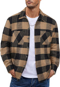 Men's Flannel Plaid Shirt Jacket - Soft Fleece Lined Casual Shirt