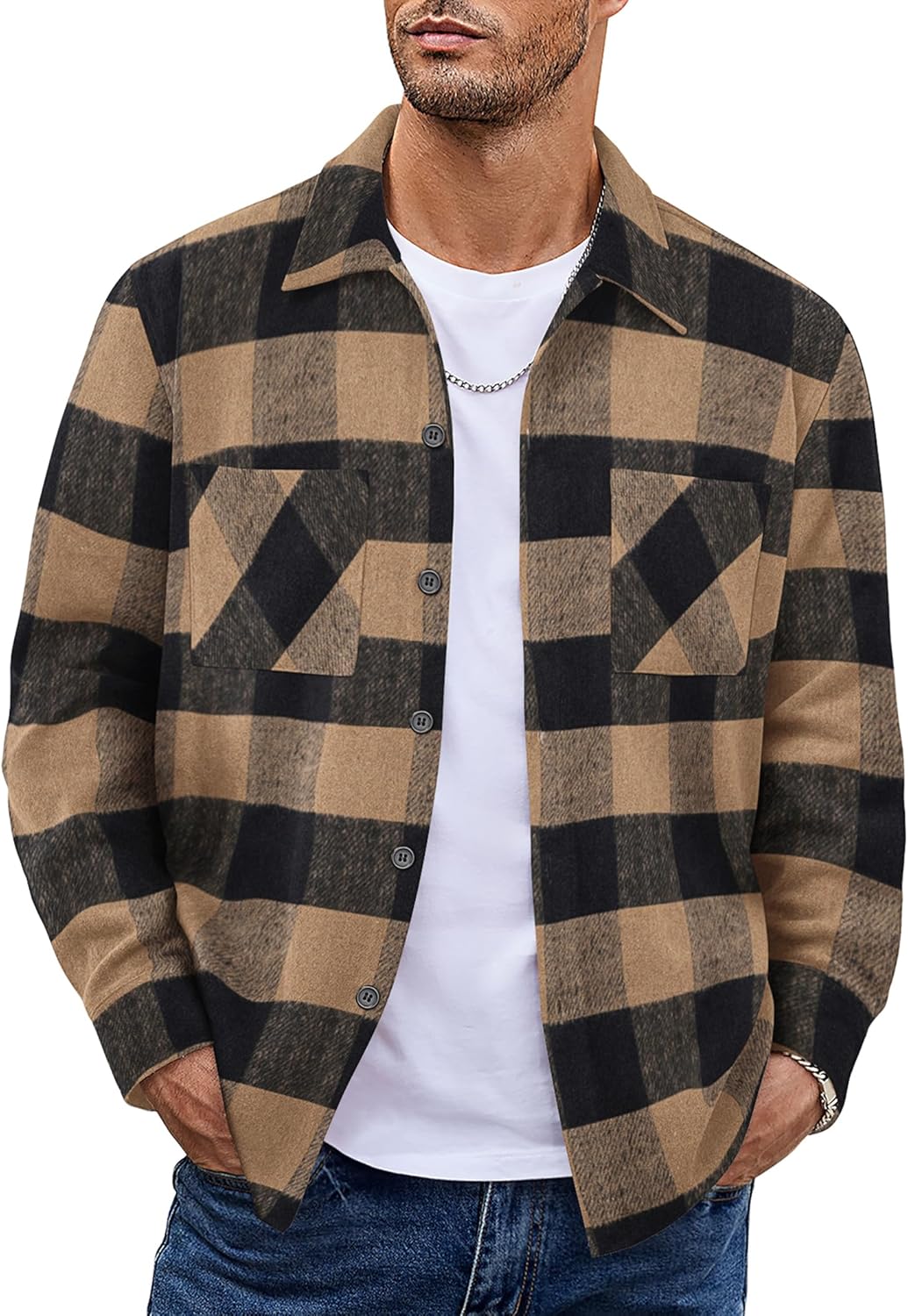 COOFANDY Men's Flannel Shirt Jacket for Stylish Comfort