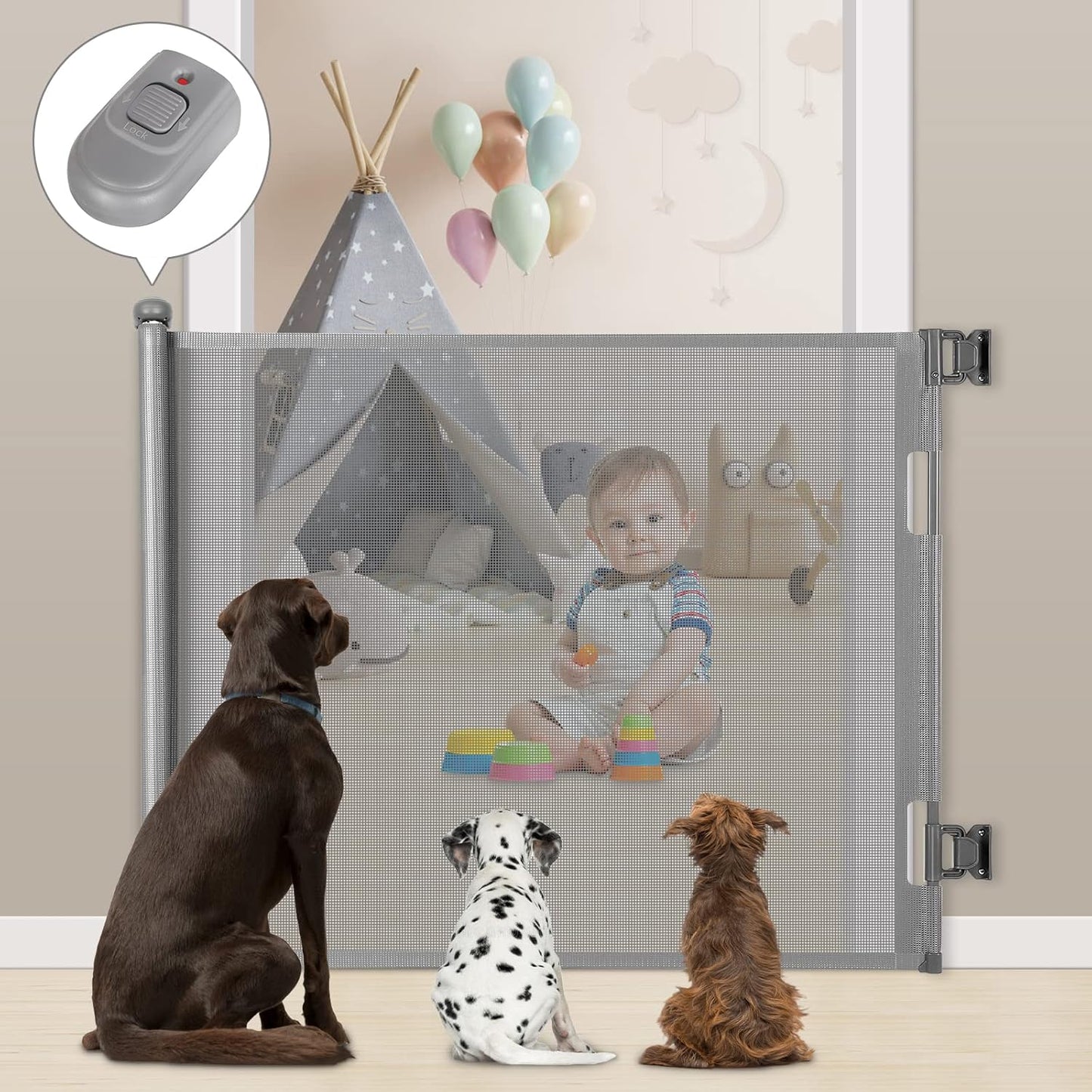 Retractable Baby Gate for Kids and Pets, Extra Wide Safety Gate