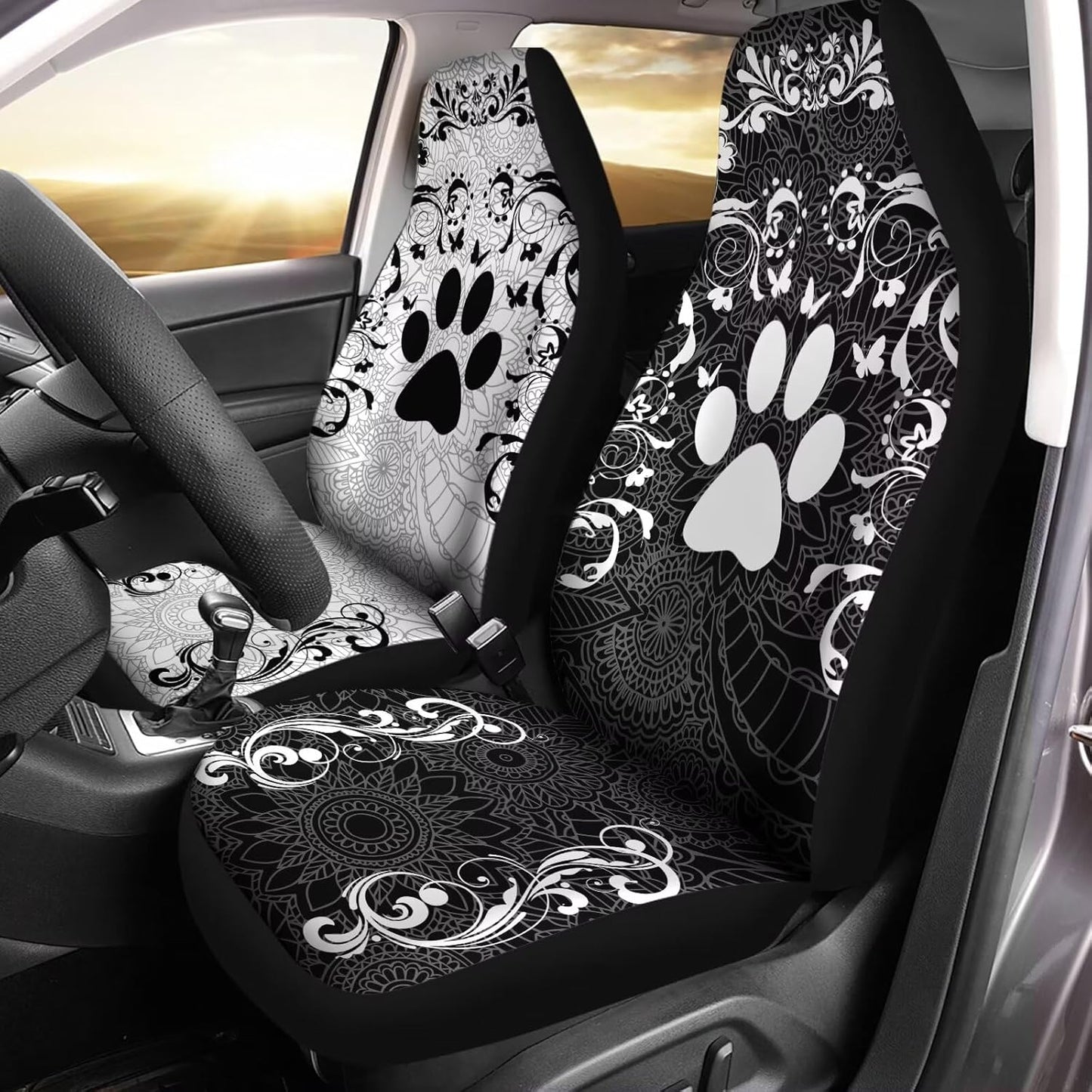 Boho Floral Paw Print Seat Covers - Stylish Protection