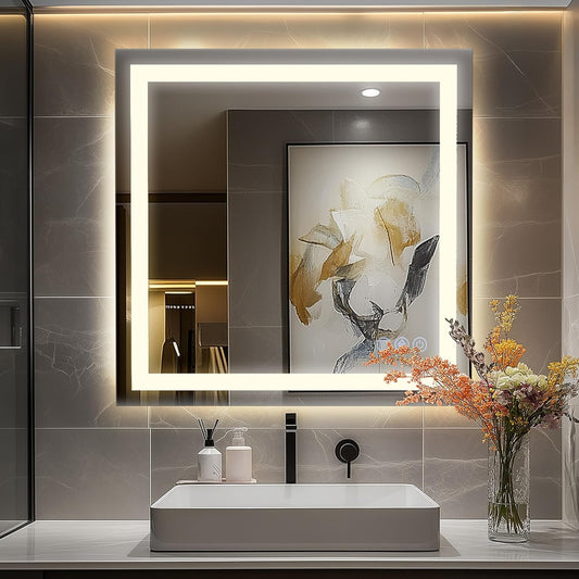 Antok 36x36 LED Bathroom Mirror with Lights and Anti-Fog Feature