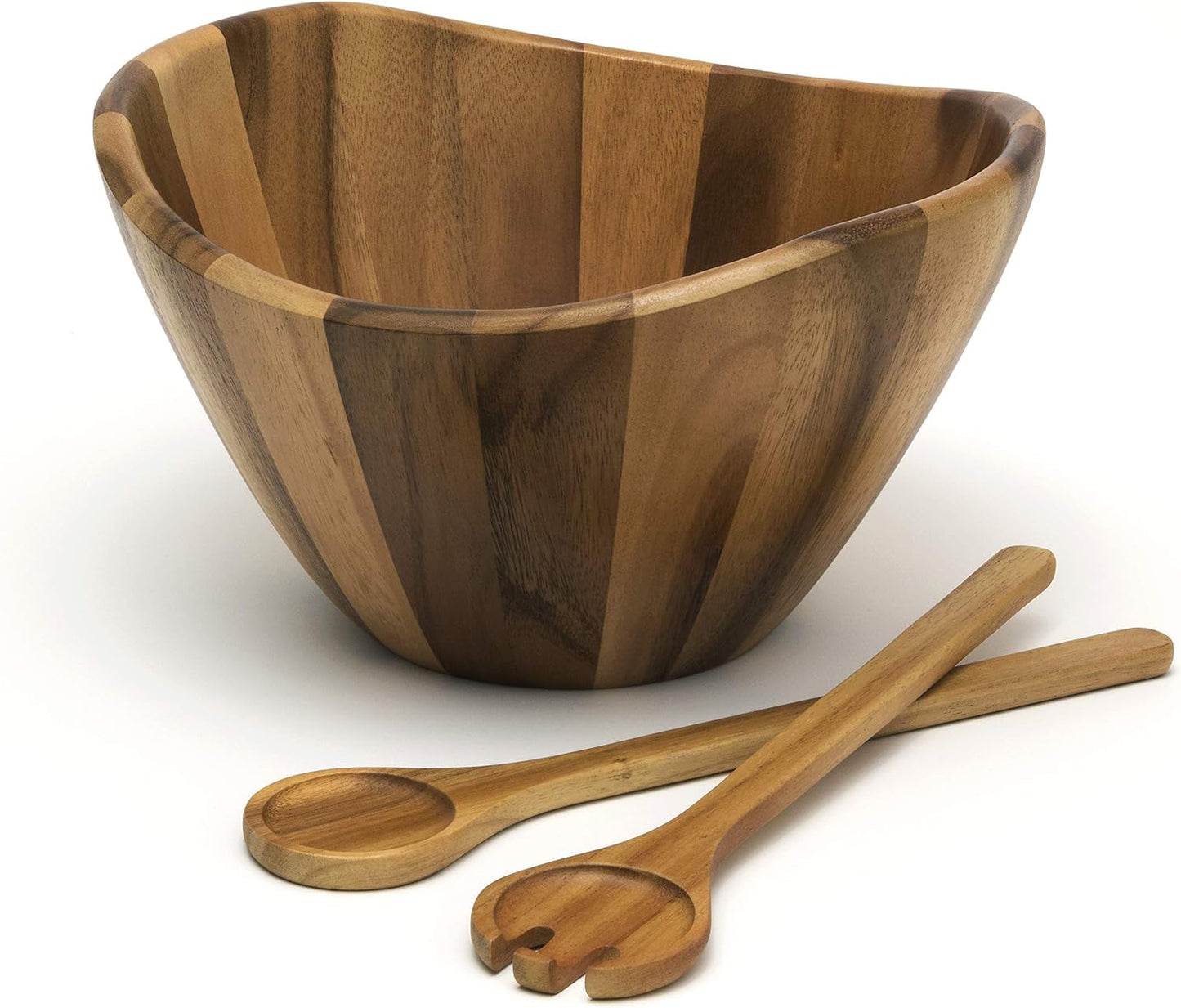 Acacia Large Wave Bowl with Servers - Perfect for Any Occasion