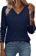V Neck Ribbed Knit Pullover Sweater - Lightweight Everyday V-Neck
