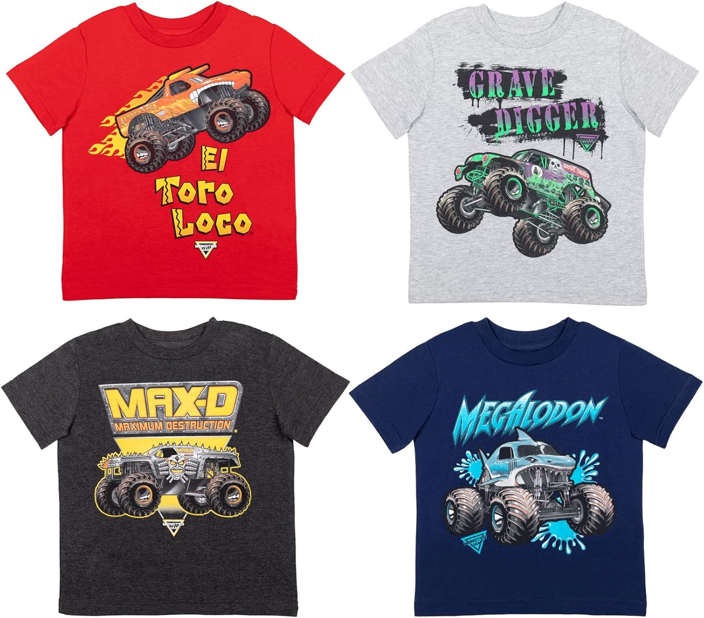 Monster Jam El Toro Loco Zombie T-Shirt 4 Pack for Kids