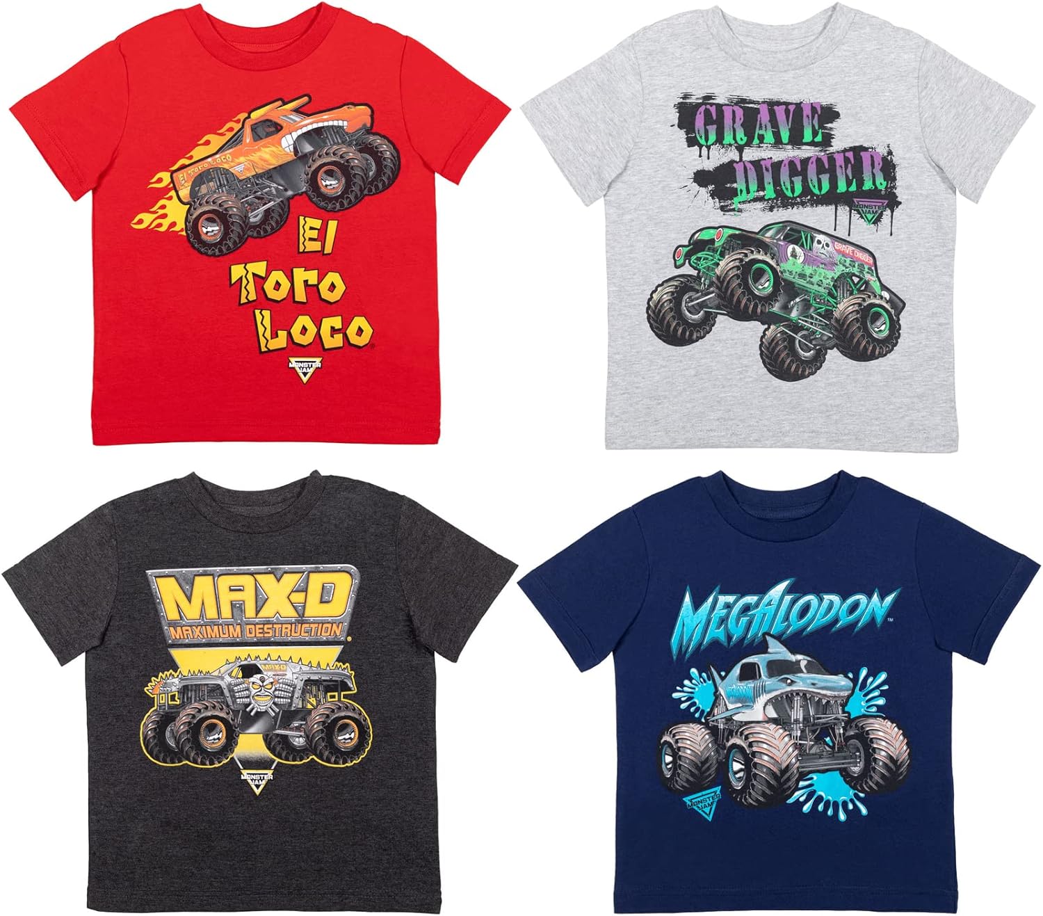 Monster Jam El Toro Loco Zombie T-Shirt 4 Pack for Kids