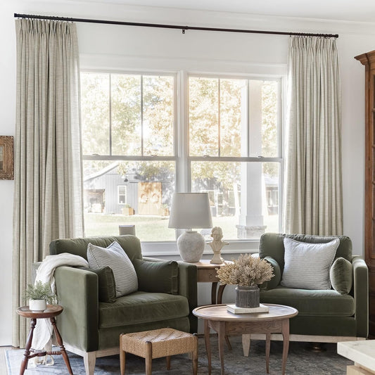 TWOPAGES Pinch Pleated Light Filtering Curtain for Home Decor