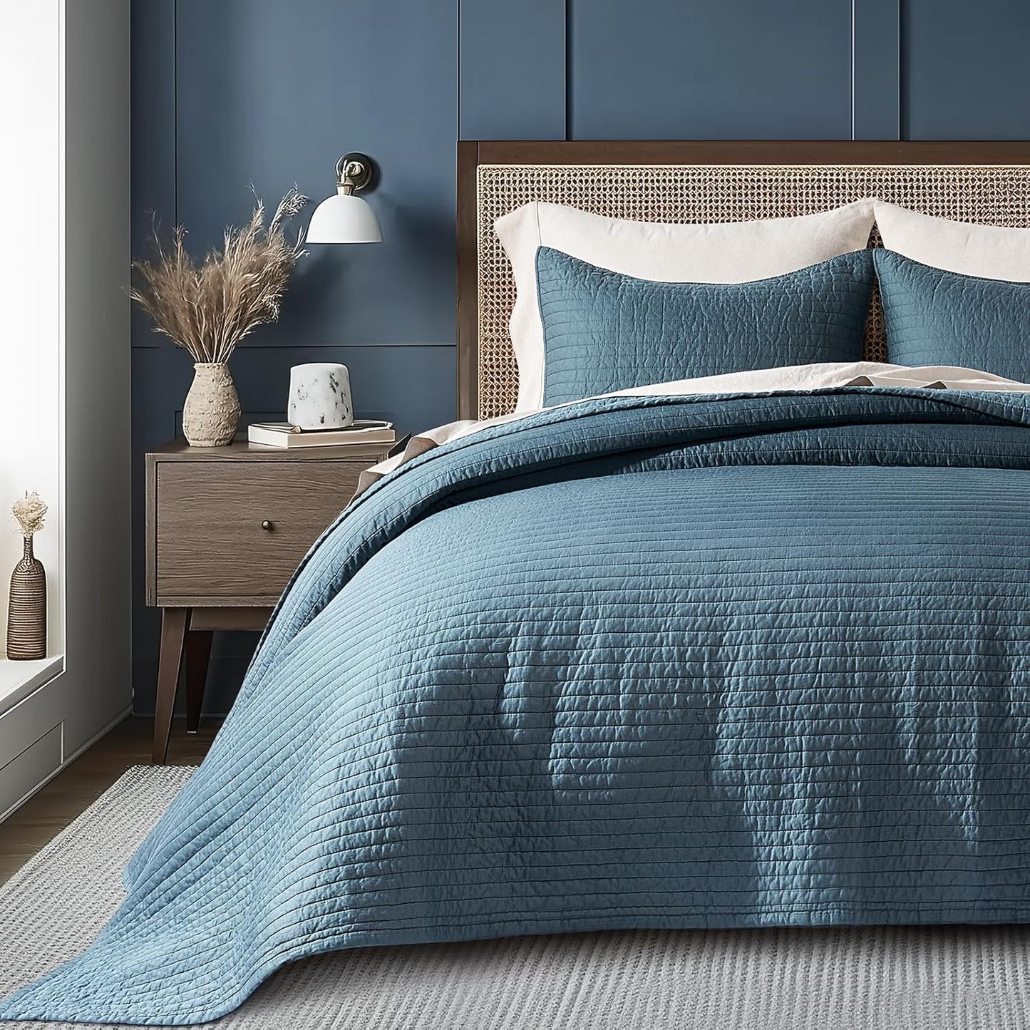 EVERGRACEHOME Cotton Sateen Quilt Set King Size for All Seasons