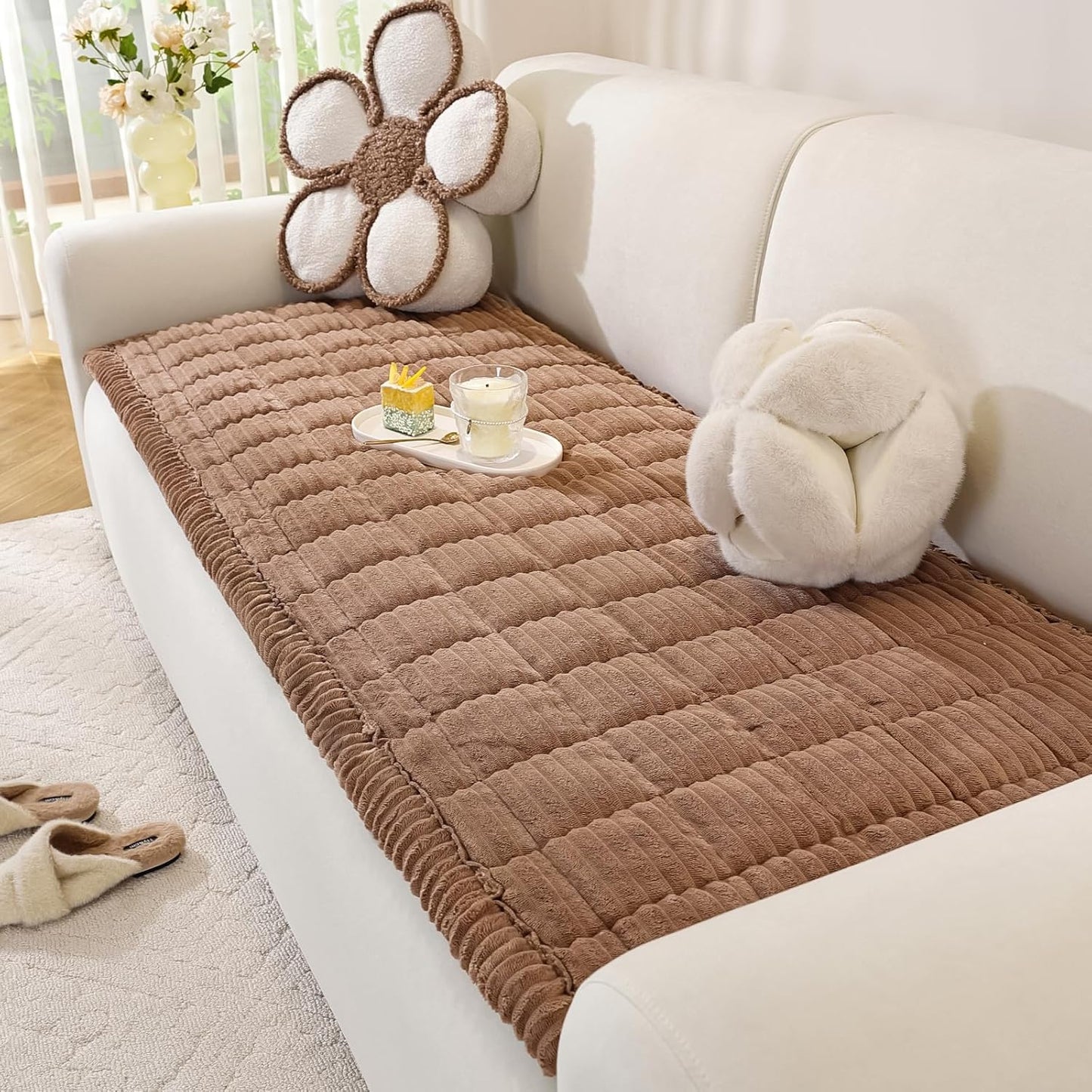 OstepDecor Couch Cover for Dogs Washable, Soft Fuzzy Protector