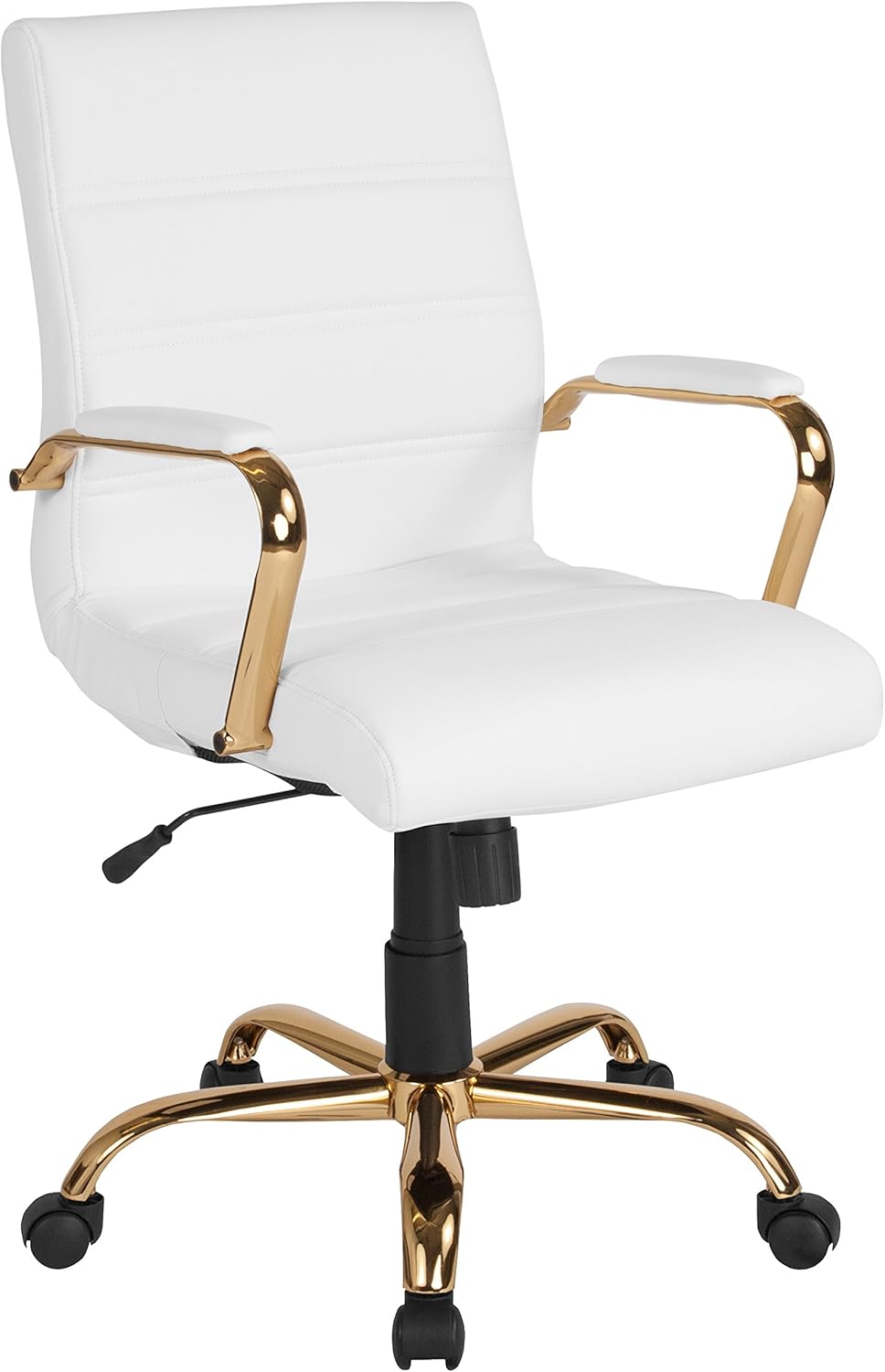 Adjustable Mid-Back Swivel Leather Desk Chair