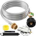 10FT Stainless Braided Propane Adapter Hose with Gauge - Connect 1lb