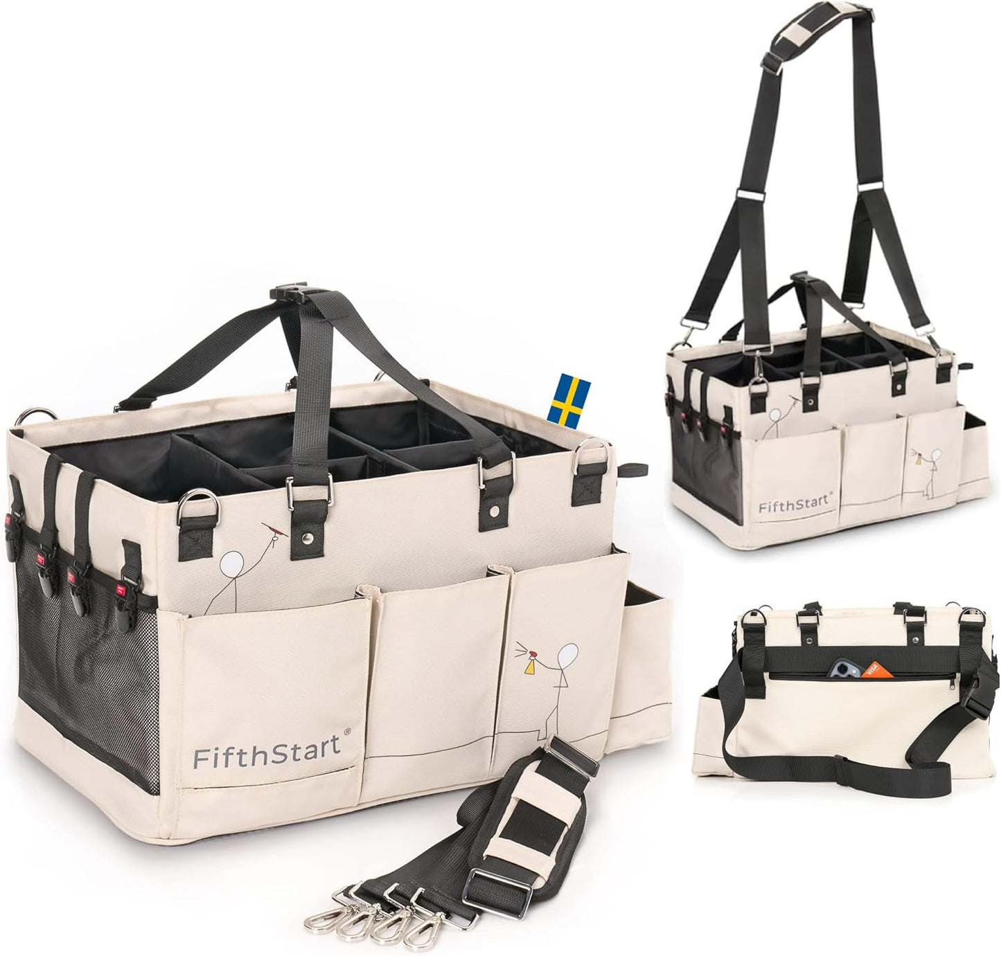 FifthStart Multiuse Cleaning Caddy with Adjustable Compartments