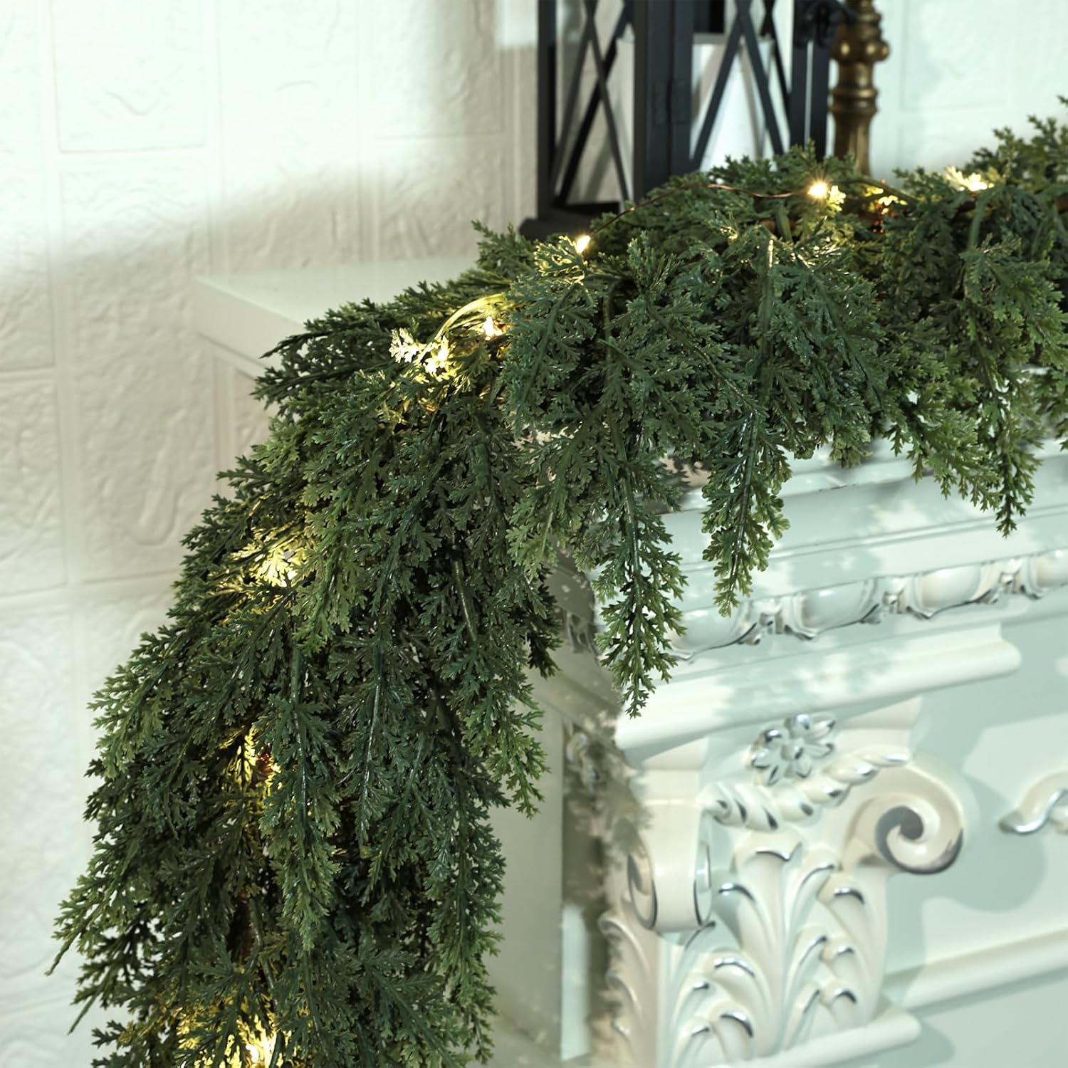 Realistic Christmas Garland with Lights for Holiday Decor
