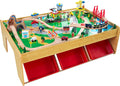 Wooden Waterfall Mountain Train Table Set - 120 Pieces & Storage