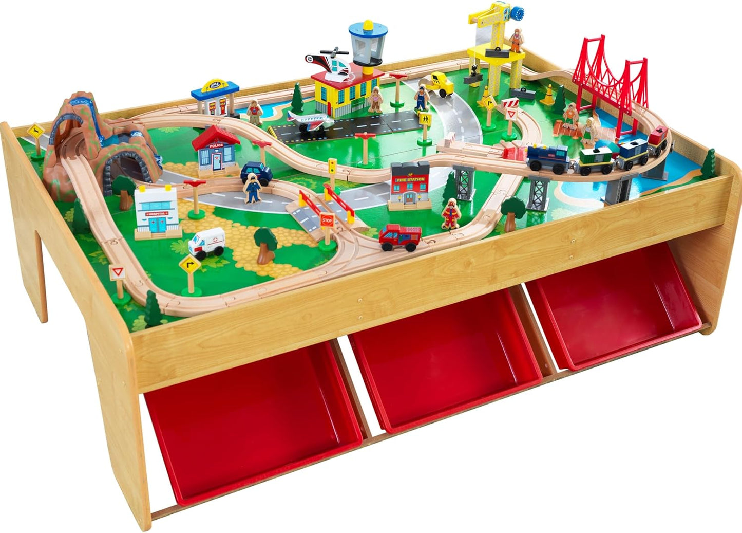 KidKraft Waterfall Mountain Wooden Train Set & Table for Kids