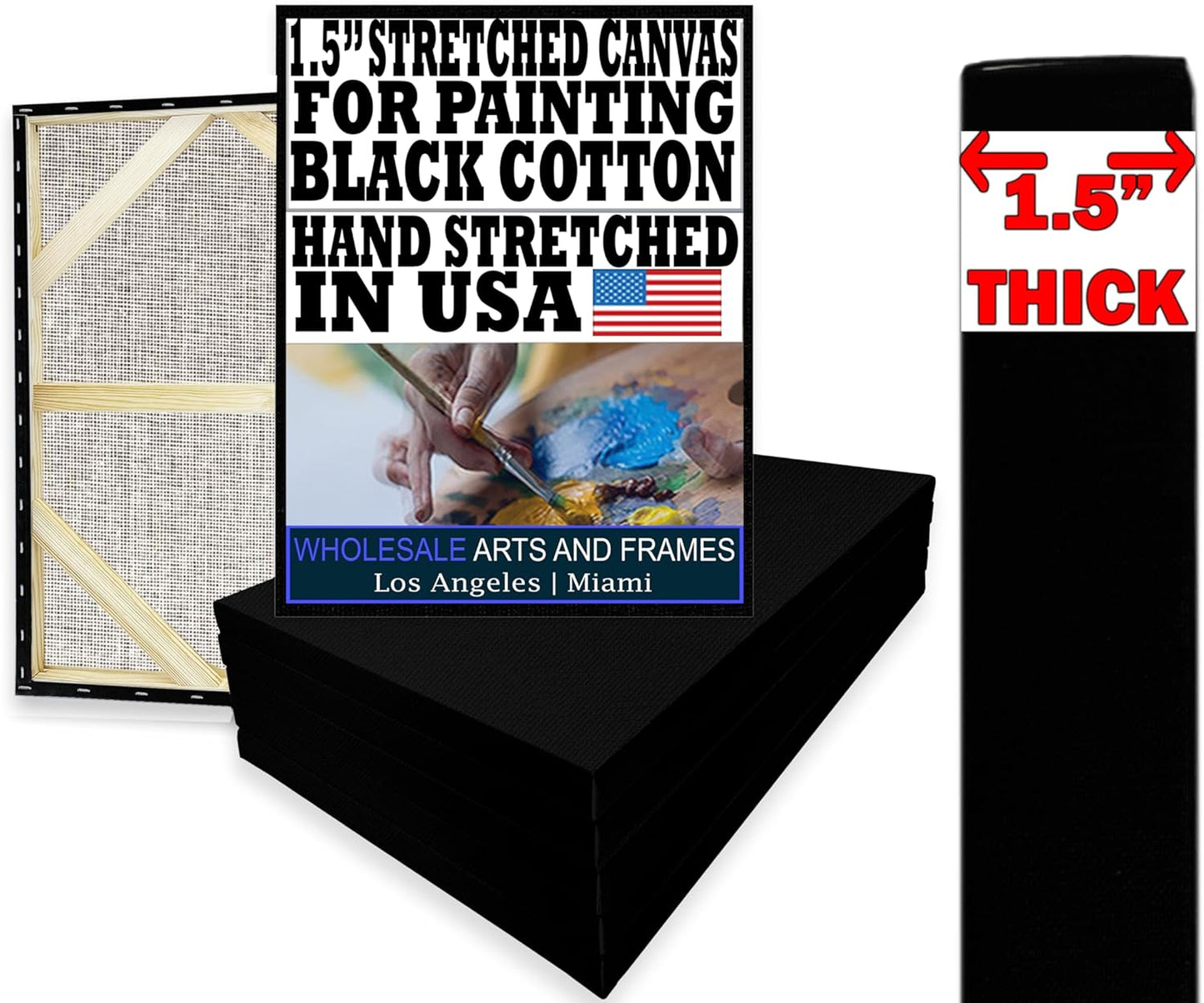 Black Canvases for Painting 20x40 - Premium Quality Bulk Pack