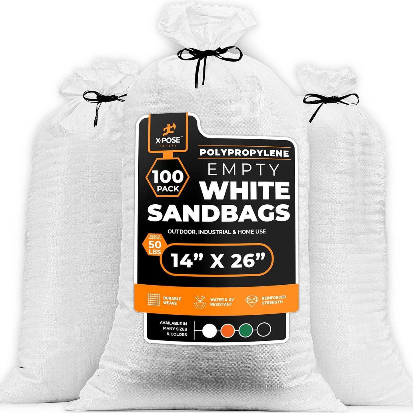Heavy Duty Sand Bags for Hurricane Flood Protection - 100 Pack