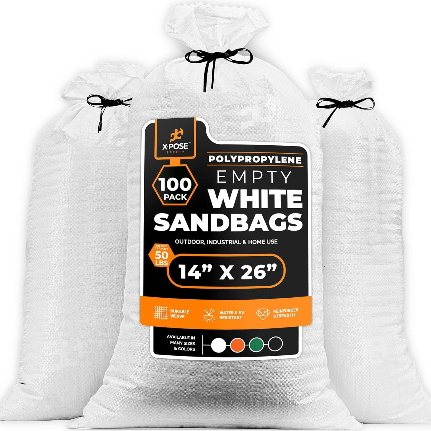 Heavy Duty Sand Bags for Hurricane Flood Protection - 100 Pack