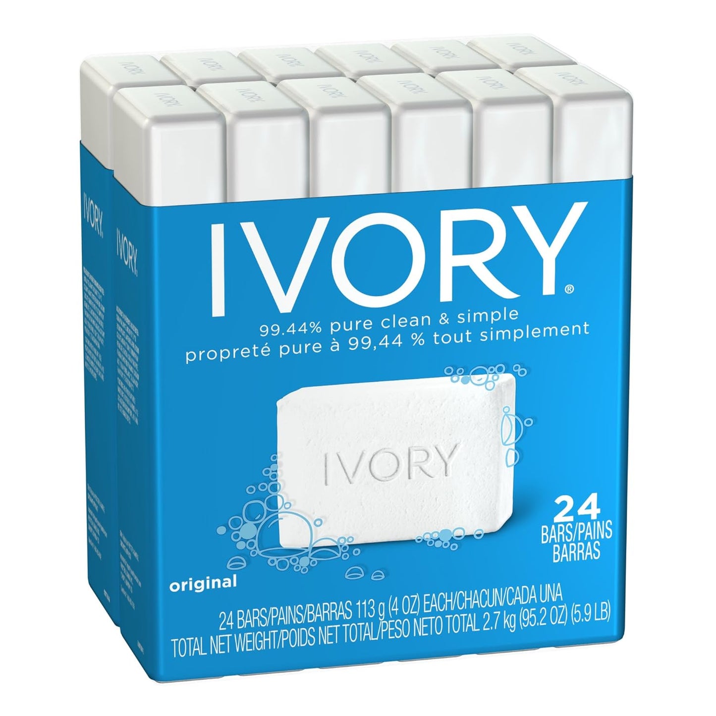 Ivory Original Bath Size Bars 4 Oz - 24 Count for Pure Clean