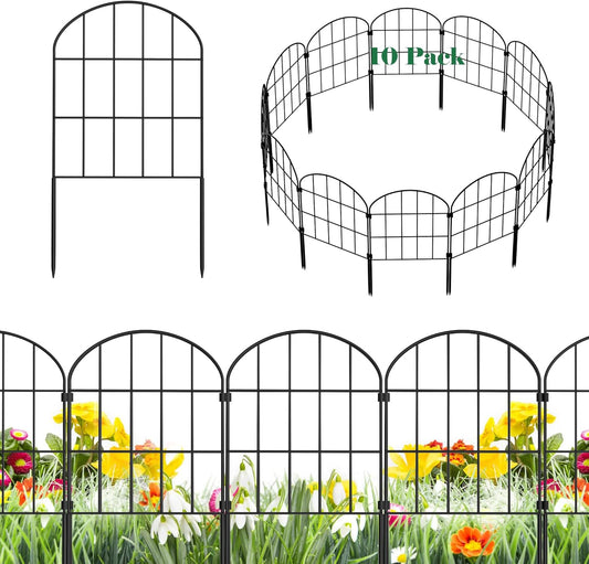 10 Pack Rustproof Decorative Garden Fence Panels by Ticanros - No Dig Border for Small Animals