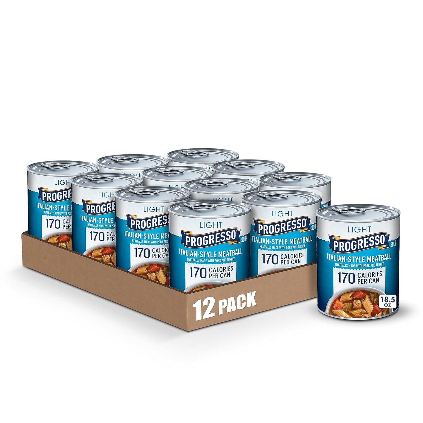 Progresso Light Italian-Style Meatball Soup, 12 Pack, 18.5 oz