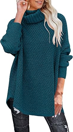 MEROKEETY Women's Turtleneck Long Sleeve Oversized Sweater