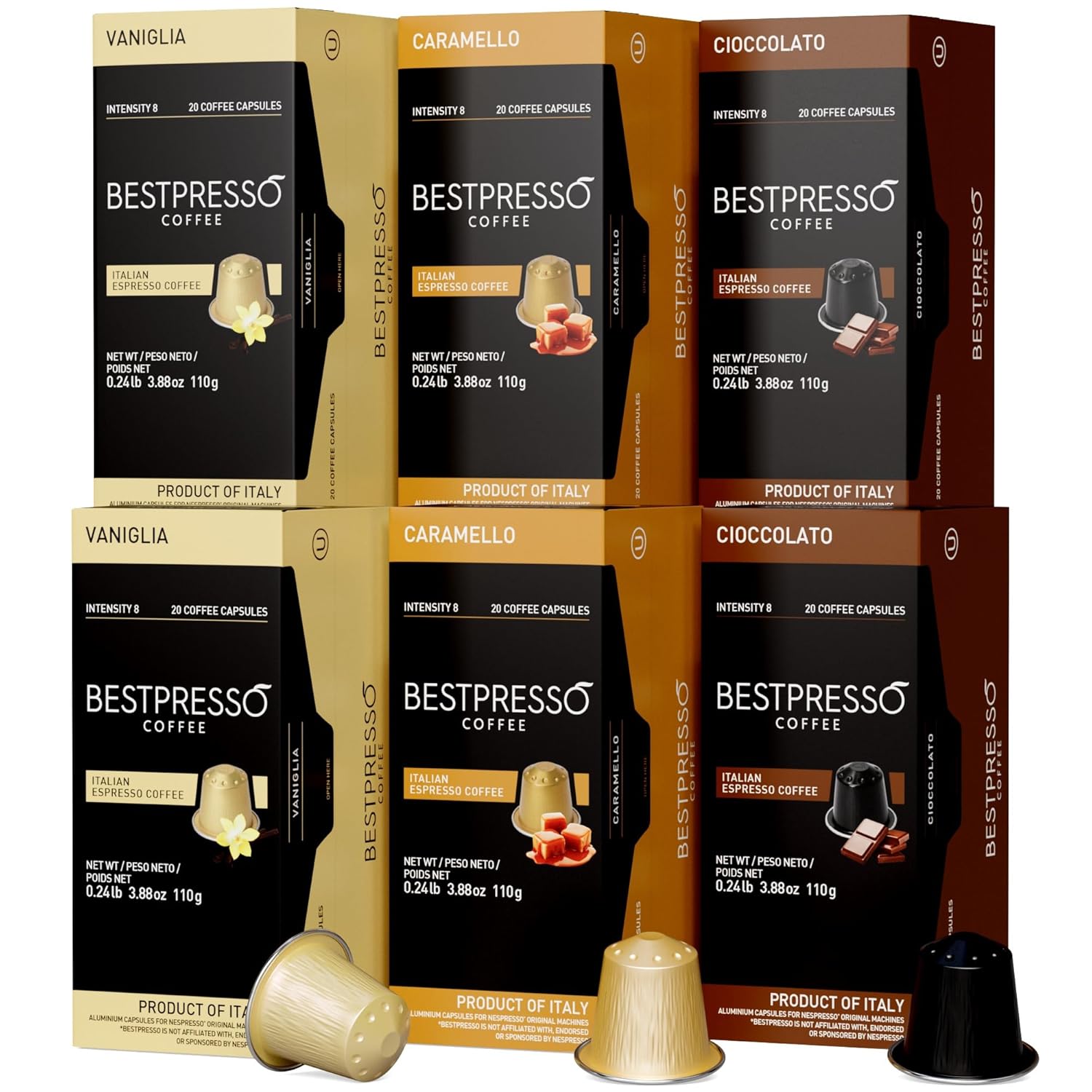 Bestpresso Coffee Pods for Nespresso Original Machines Variety Pack