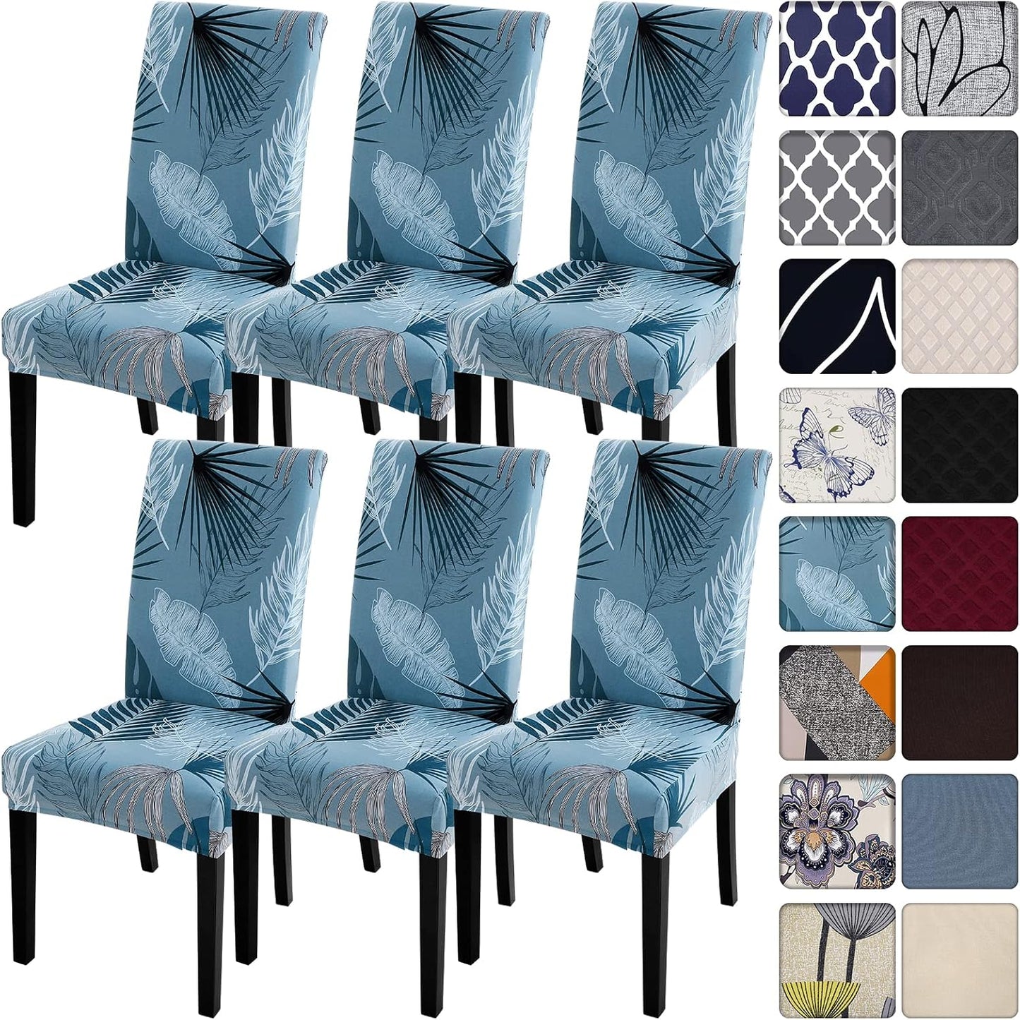Stretch Printed Dining Room Chair Covers Set of 6 for Style