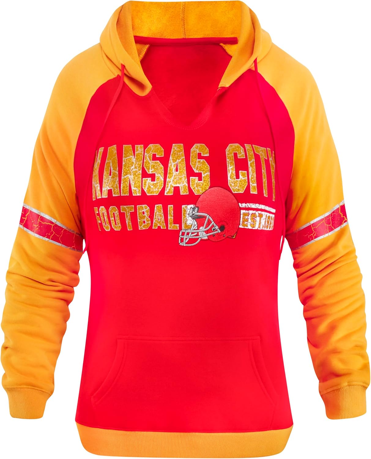 Womens Football City Fans V Neck Raglan Vintage Athletic Hoodie