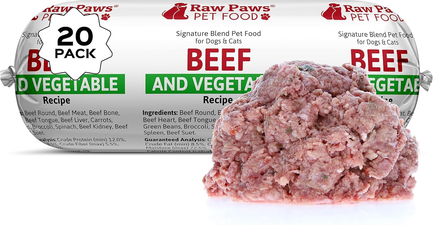 Raw Paws Beef and Vegetables Recipe Pet Food for Dogs and Cats