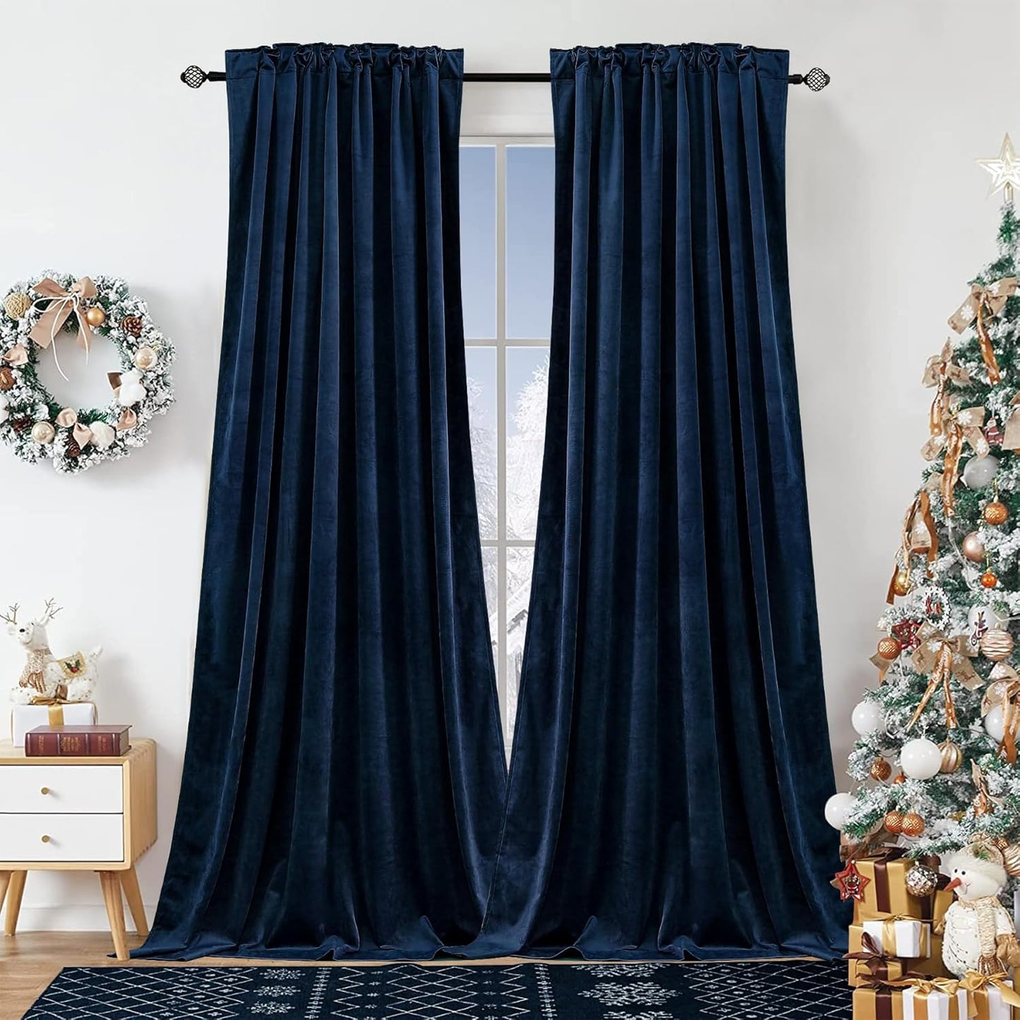 Dchola Navy Blue Velvet Curtains for Bedroom Window Elegance