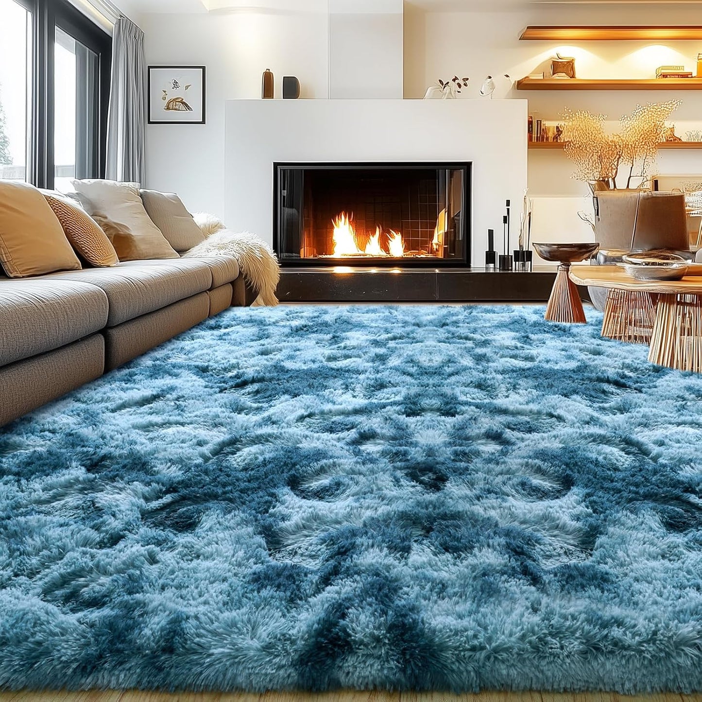 Rezutan Fluffy Rug for Living Room and Bedroom, Soft 8X10 Feet