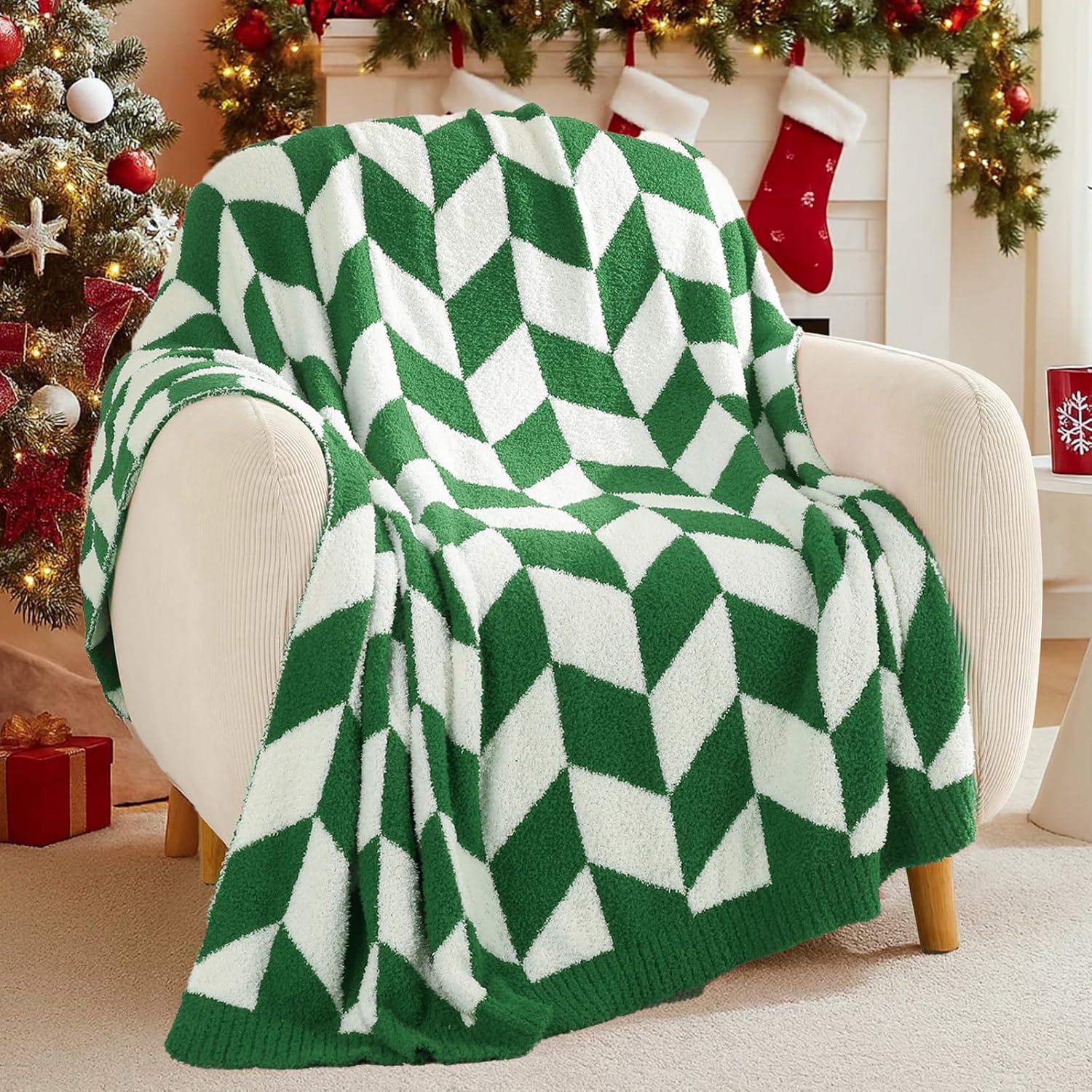 Snuggle Sac Christmas Green Throw Blanket for Cozy Comfort