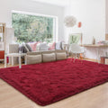 BENRON Fluffy Rugs for Living Room 5x8 Wine Red, Soft & Washable