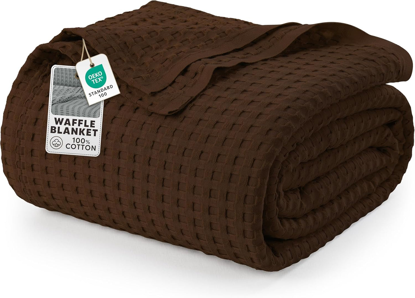 Utopia Bedding Brown Cotton Waffle Blanket for All Seasons