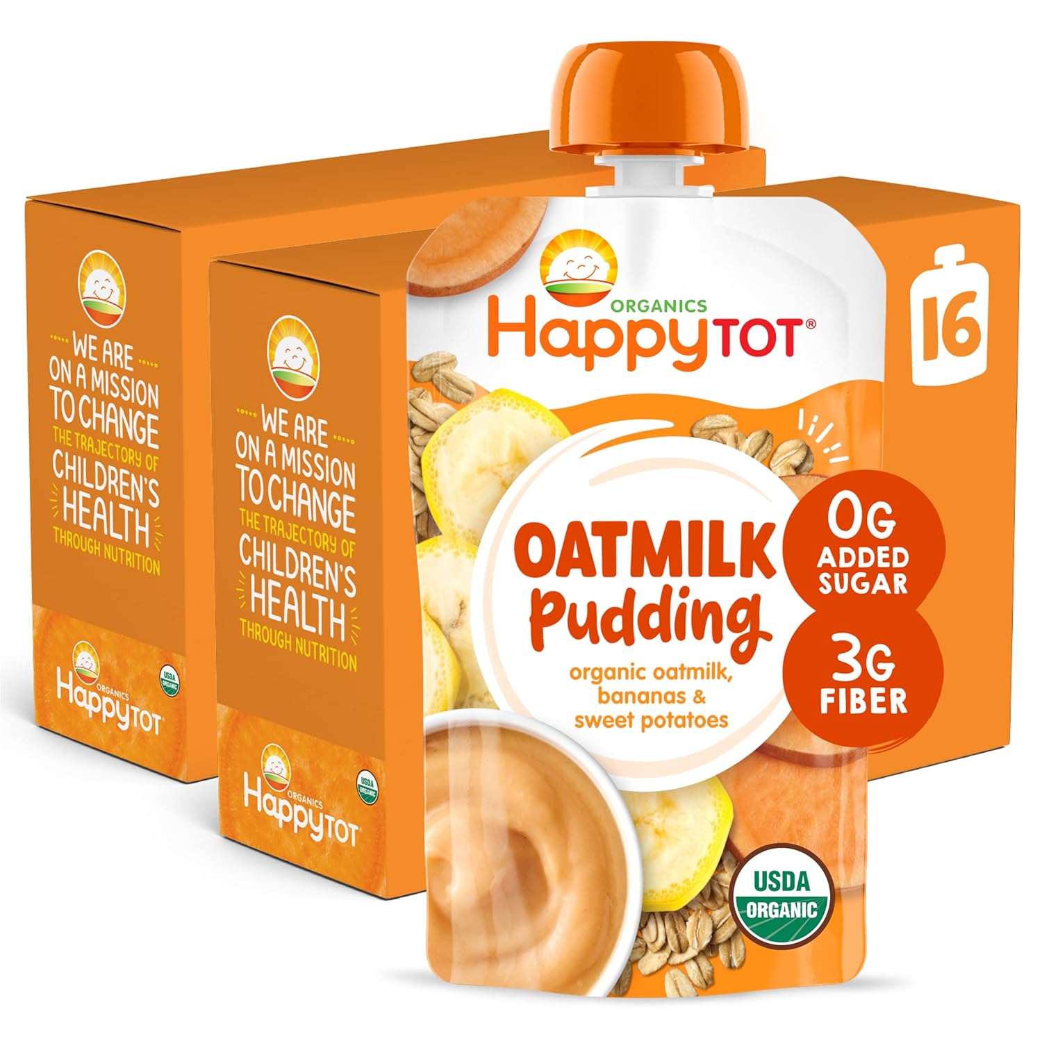 Happy Tot Oat Milk Pudding, Dairy Free Toddler Snack Pouch