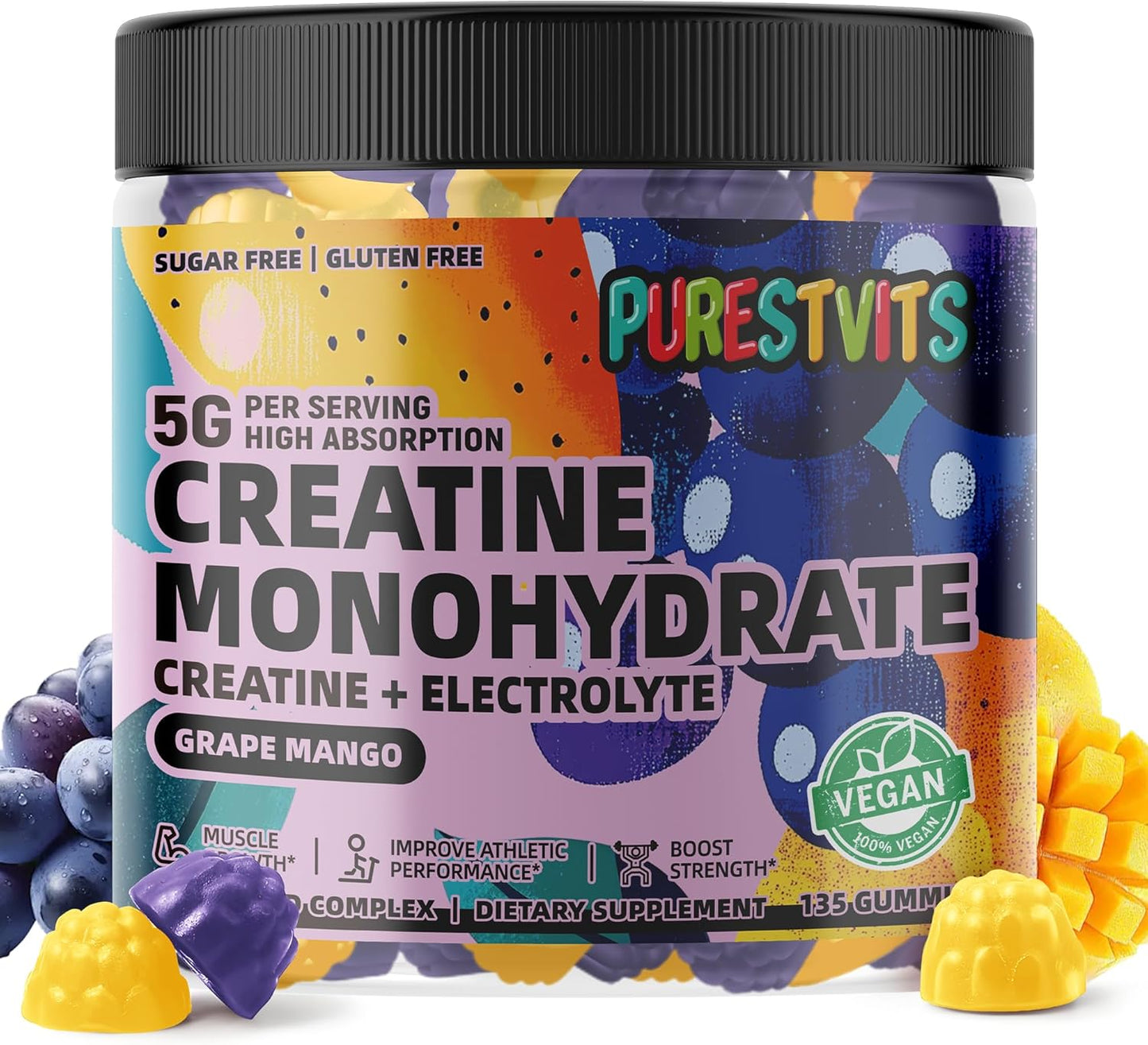 Creatine Monohydrate Gummies for Energy & Muscle Growth Support