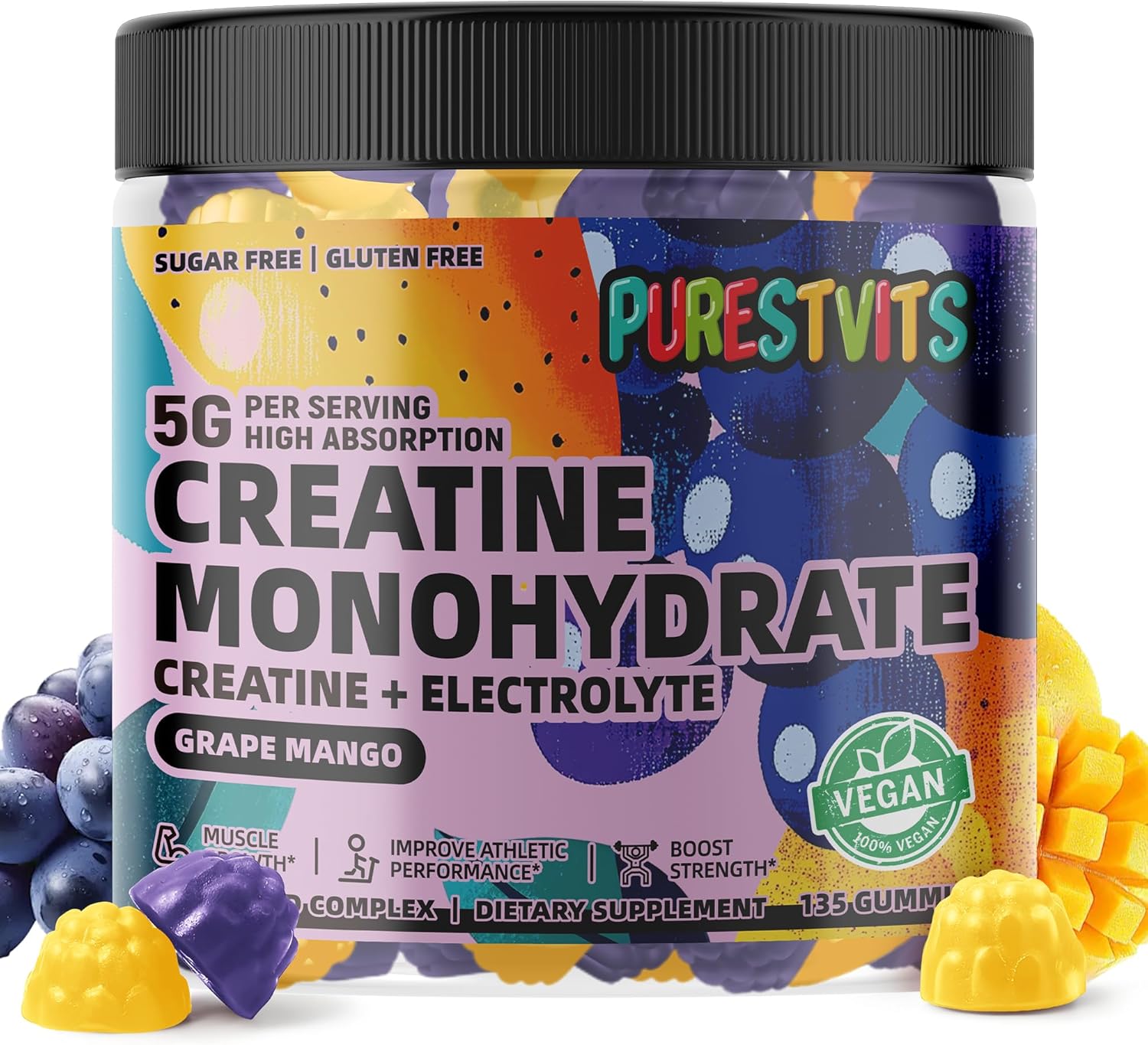 Creatine Monohydrate Gummies for Energy & Muscle Growth Support