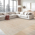 Washable Oriental Area Rug 9x12 - Soft, Stain Resistant Neutral Rug
