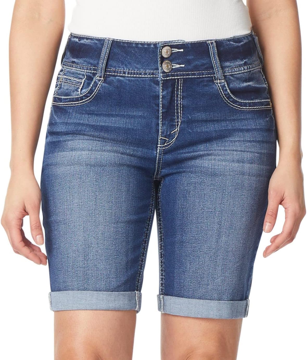 WallFlower Women's Luscious Curvy 9-inch Mid-Rise Bermuda Shorts