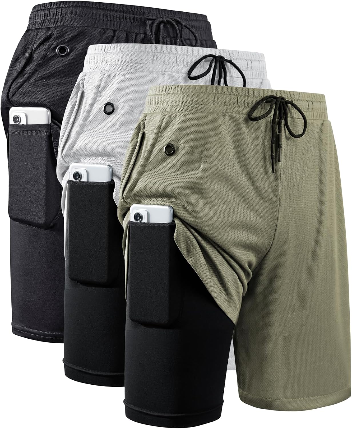 JWJ Men's 2 in 1 Workout Running Shorts for Ultimate Comfort