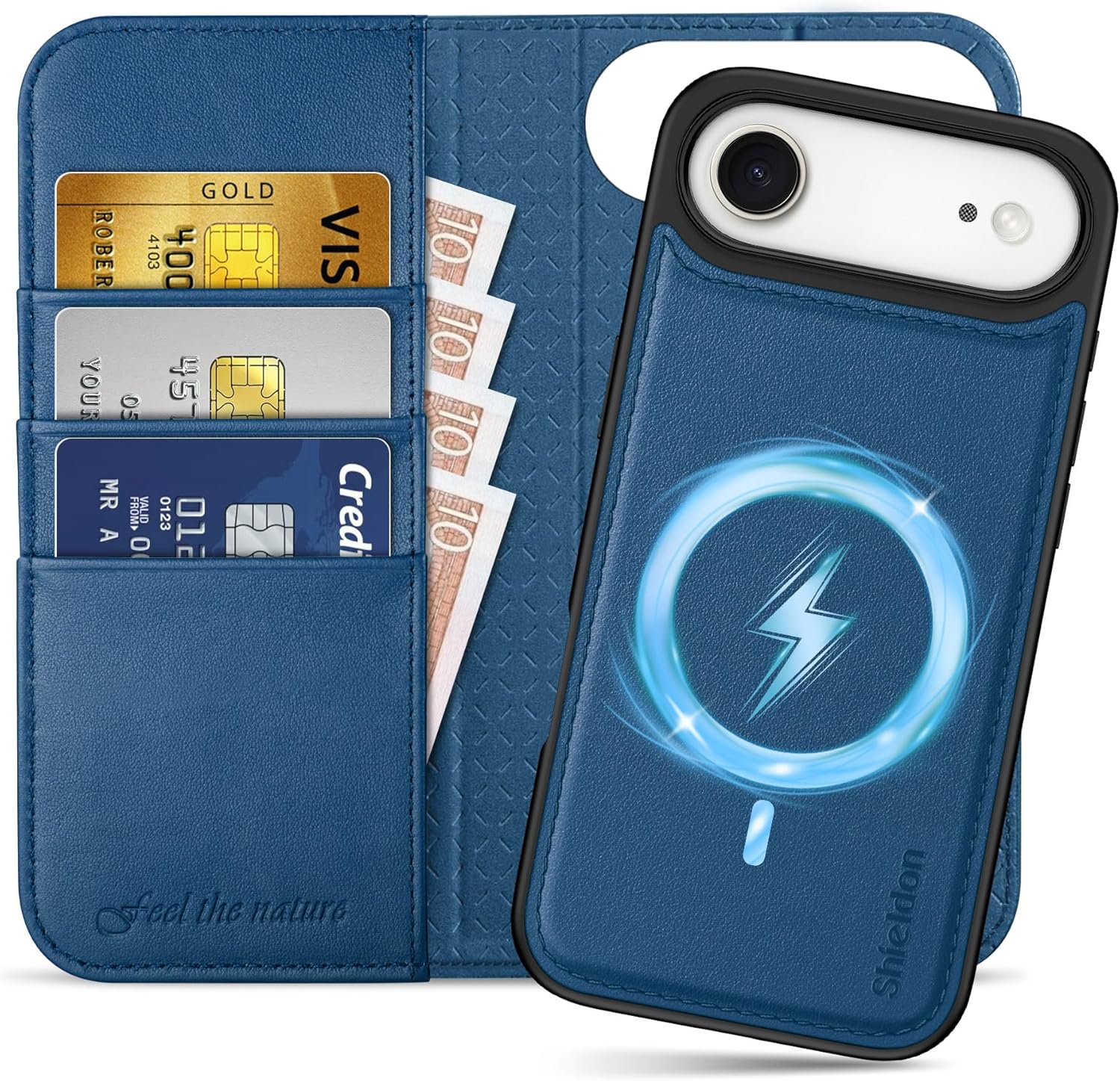 SHIELDON 2-in-1 Genuine Leather Case Wallet for iPhone Air 5G